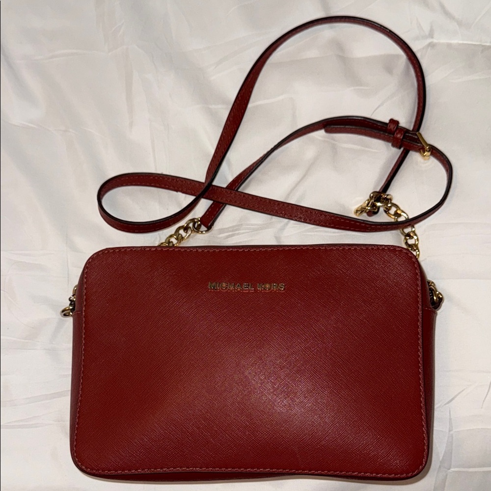 Michael Kors burgundy Crossbody Bag with Gold Chain